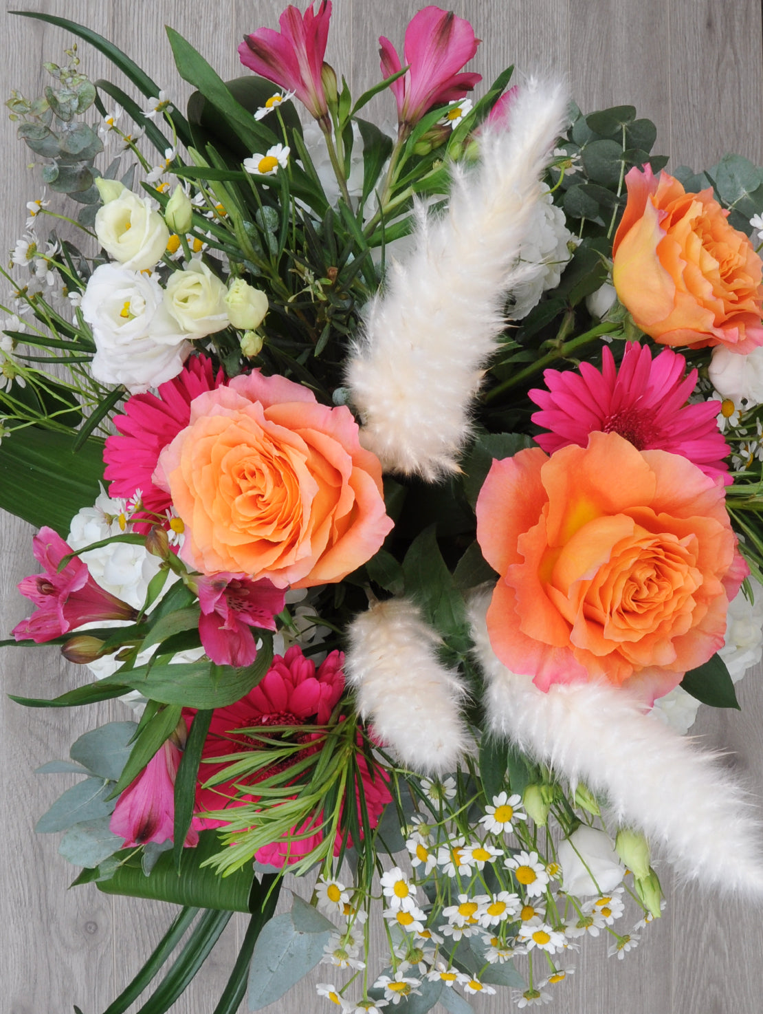 Bouquet de fleurs bohème rosé