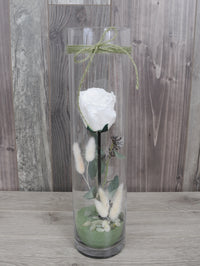 Rose éternelle et eucalyptus