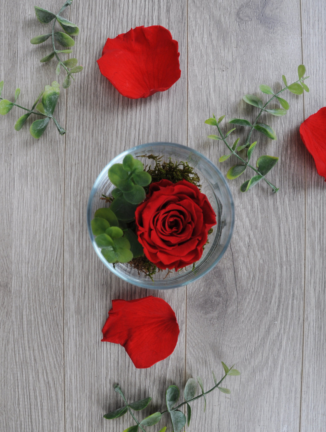 Rose éternelle rouge romantique