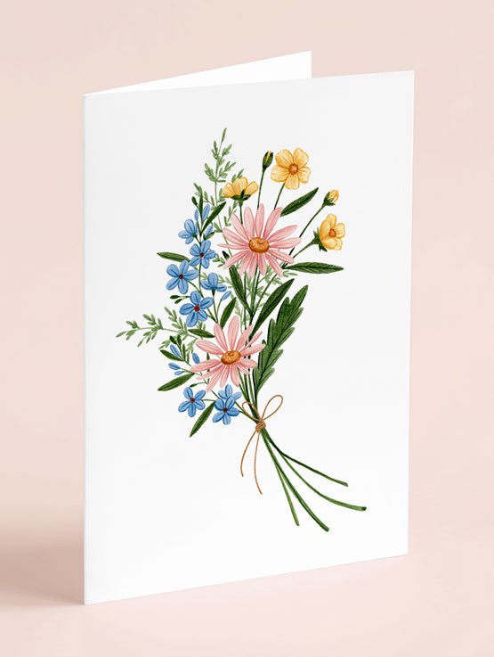 CAR002 carte de souhaits québécoise bouquet pastel