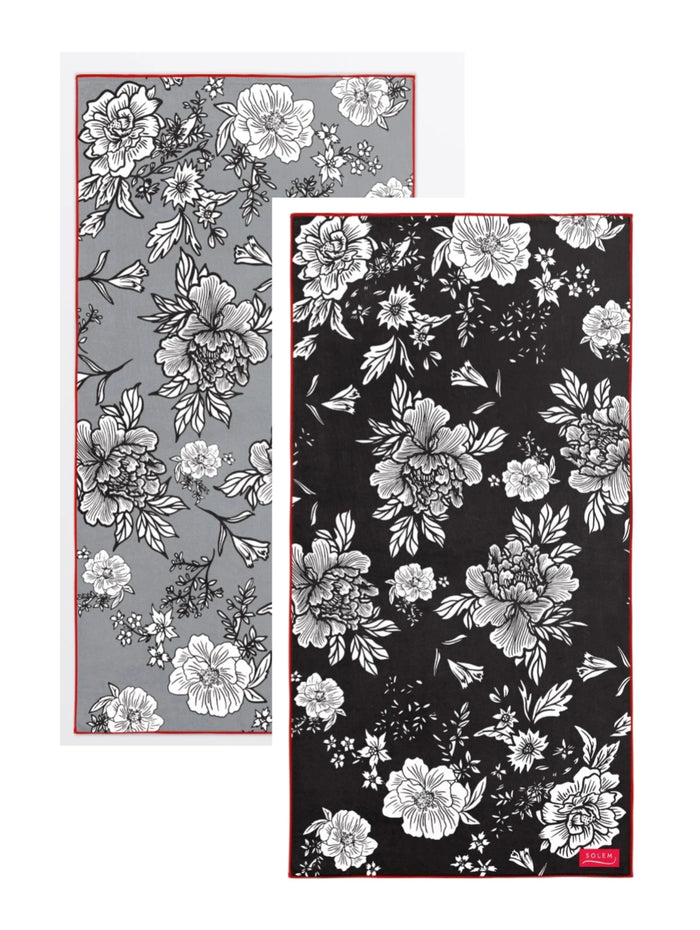 Serviette Solem fleures noires et blanches