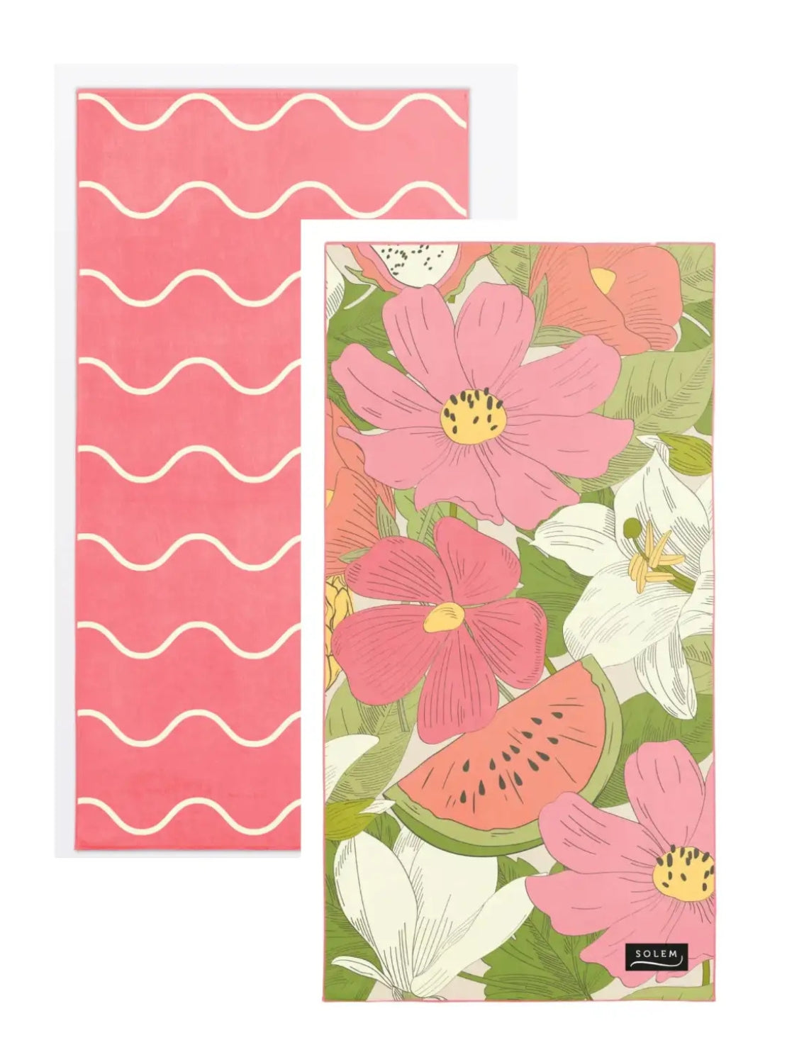 Serviette Solem fleurs rose et melon