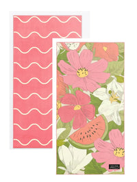 Serviette Solem fleurs rose et melon