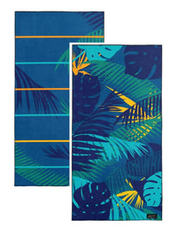 Serviette solem fleurs tropicales bleues