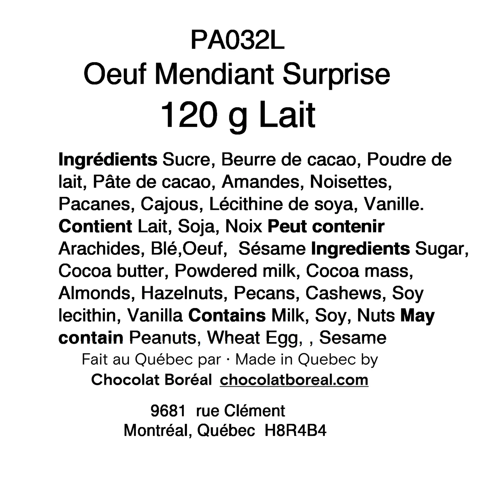 Easter chocolate surprise egg