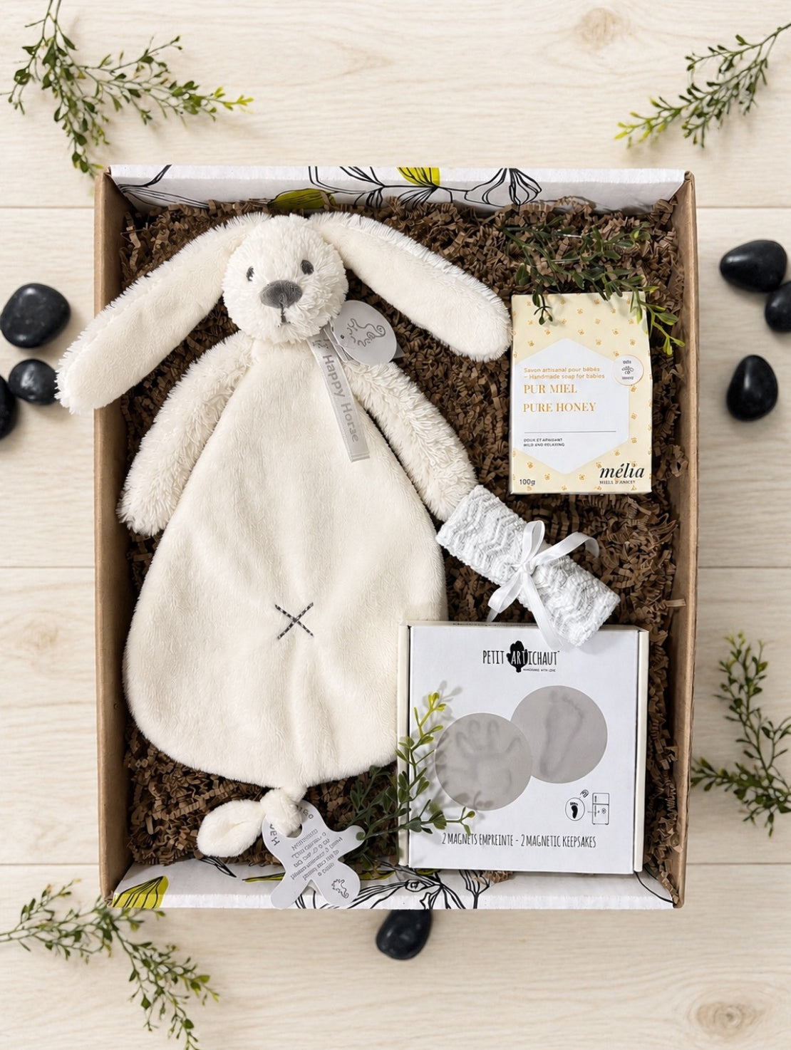 NAI078 Boîte cadeau pour bébé ma premiere doudou lapin
