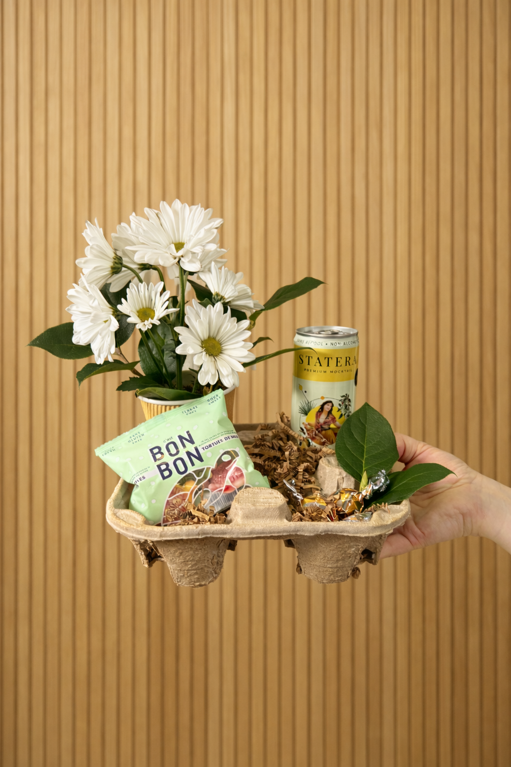 Flowers and drink to go